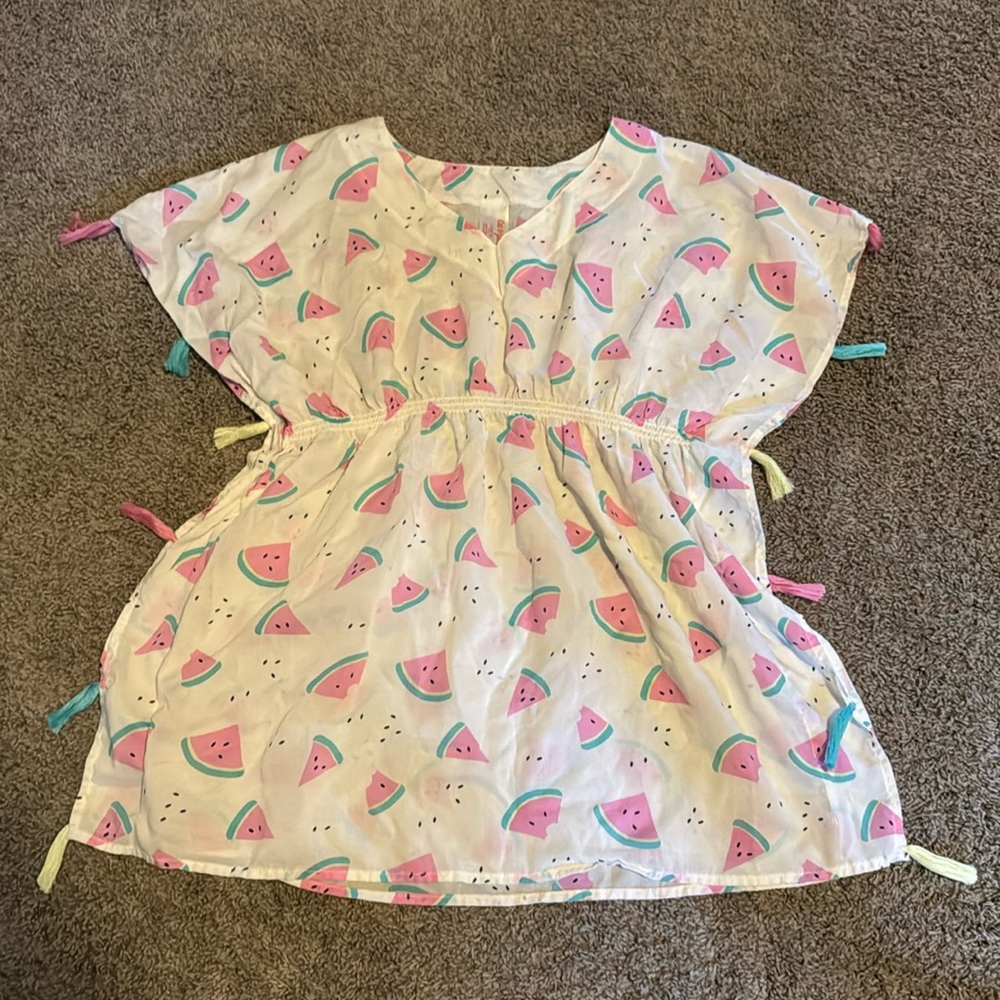 Adorable bathing suit coverup with watermelons and tassels. Size L (10/12)